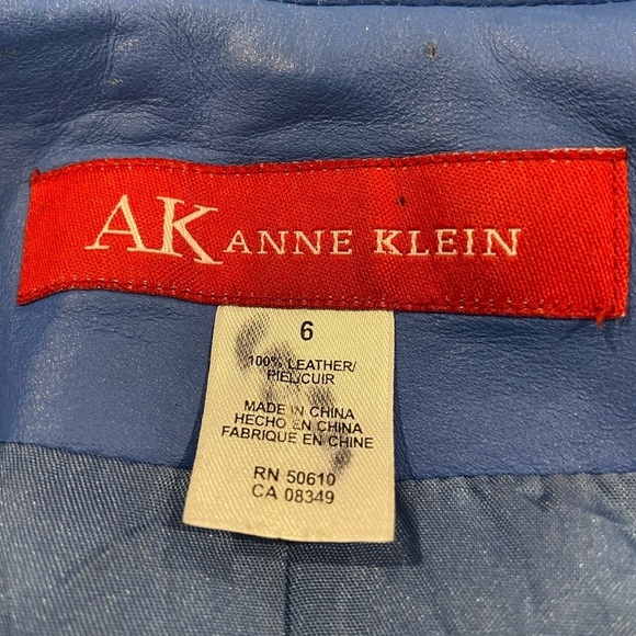Vintage Woman’s Anne Klein Leather Blazer Electric Blue Size 6 - Picture 3 of 12